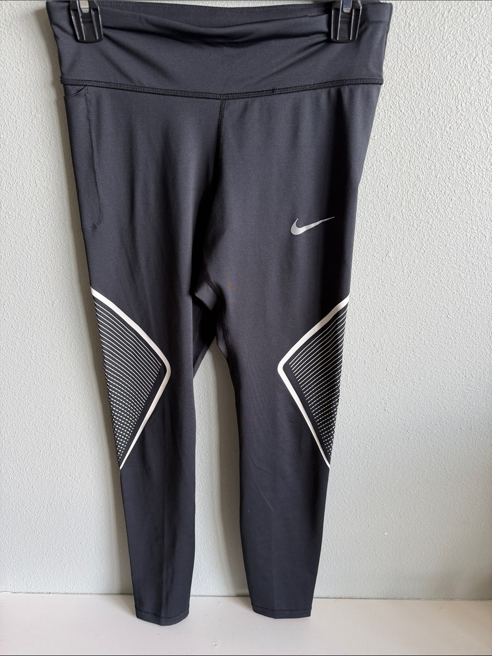 Nike Black Leggings with White Accent Panels